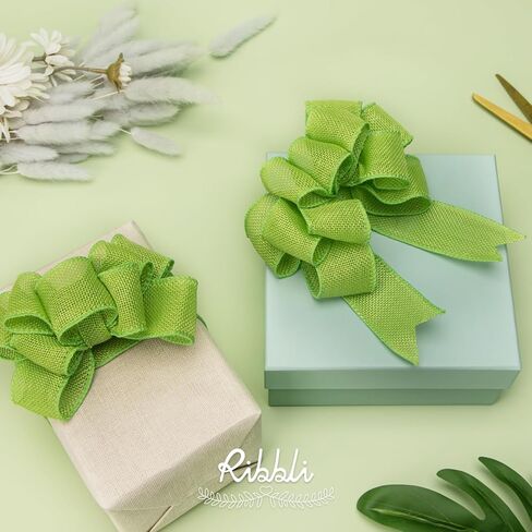 Ribbli Burlap Wired Edge Ribbon,1-1/2 Inch x 10 Yard,Natural,Solid for Big Bow,Wreath,Tree, Outdoor Decoration in Kuwait