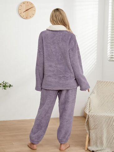 Warm Pajamas For Women Fuzzy Pajama Sets Cozy Fleece Oversized Pullover Pants Sets Loungewear 2 Piece Pjs in Saudi Arabia