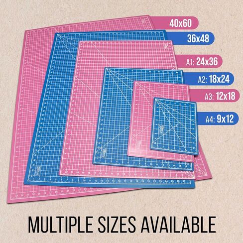 US Art Supply - حزمة من 2-12 بوصة × 18 بوصة أبيض/أزرق احترافي للشفاء الذاتي 5-6 طبقات مزدوجة الجوانب متينة غير قابلة للانزلاق، رائعة لسجلات القصاصات واللحف والخياطة والفنون والحرف اليدوية in Saudi Arabia