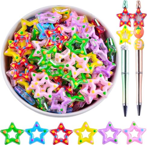 خرز مرسومة يدويًا للأقلام، 18 قطعة من الخرز البؤري على شكل دونات مصنوع يدويًا من خرز اللوحة اليدوية النقية المرسومة بطباعة لطيفة رائعة مطرزة يدويًا لسلسلة المفاتيح وسلسلة الهاتف وقلادة صناعة المجوهرات والحرف اليدوية in Kuwait