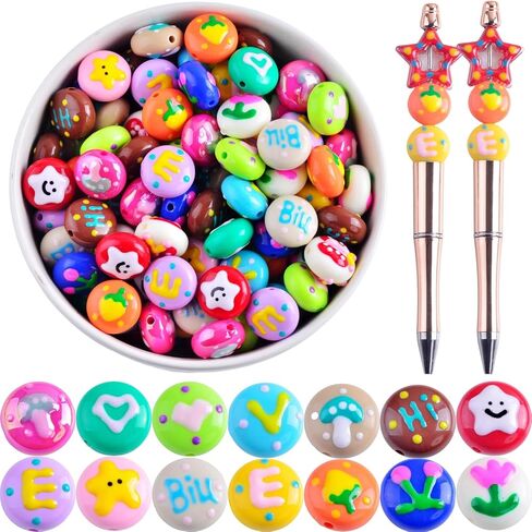 Hand Painted Beads for Pens,20pcs Handmade Pure Hand Painting Butterfly Beads UV AB Color Cream Acrylic Fancy Focal Beads DIY for Keychain Phone Chain Bracelet Necklace Jewelry Making Craft Supplier in Saudi Arabia