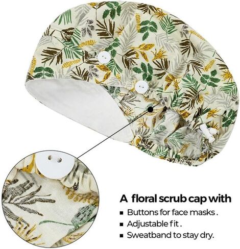 COZYFIT Medical Scrub Caps Button Sweatband Adjustable Working Cap Women Men One Size Medical Unrsing Uniform in Saudi Arabia