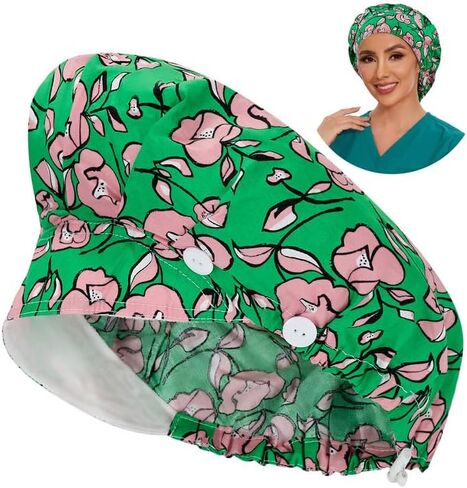 COZYFIT Medical Scrub Caps Button Sweatband Adjustable Working Cap Women Men One Size Medical Unrsing Uniform in Saudi Arabia