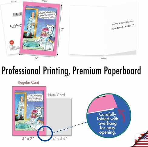 NobleWorks - 10 Anniversary Cards Assortment - Boxed Cartoon Humor, Celebration and Congrats Assorted Notecards - Comical Couples AC3681ANG-B1x10 in Saudi Arabia