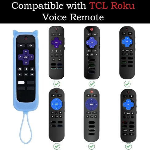 عبوتان من حافظة جهاز التحكم عن بعد لـ Roku | تي سي ال | جهاز تحكم عن بعد هيسنس روكو | حافظة تحكم واقية عالمية من السيليكون لجهاز Roku Express 4K+ 2021 | Roku Streaming Stick 4K 2021 غطاء بتصميم آذان القطط اللطيفة in Kuwait