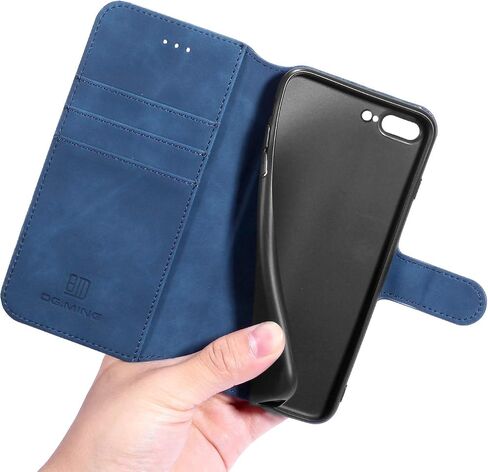 حافظة جلد PU من UEEBAI لهاتف iPhone 6 Plus iPhone 6S Plus، غطاء قلاب بمحفظة كلاسيكية كلاسيكية فاخرة من مادة TPU [فتحات للبطاقات] [إغلاق مغناطيسي] وظيفة حامل حماية كاملة مقاومة للصدمات - أسود in Kuwait