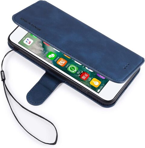 حافظة جلد PU من UEEBAI لهاتف iPhone 6 Plus iPhone 6S Plus، غطاء قلاب بمحفظة كلاسيكية كلاسيكية فاخرة من مادة TPU [فتحات للبطاقات] [إغلاق مغناطيسي] وظيفة حامل حماية كاملة مقاومة للصدمات - أسود in Kuwait