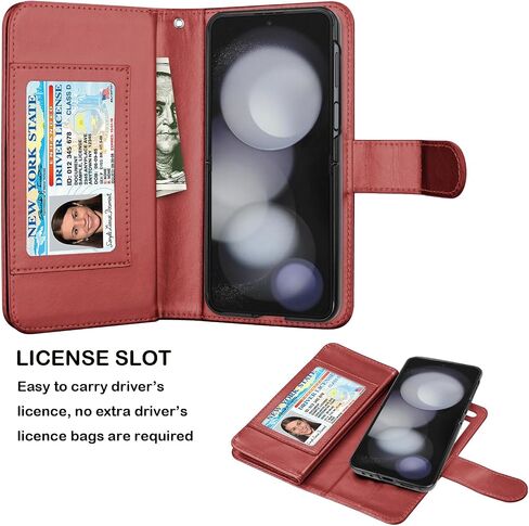 Njjex Galaxy Z Flip 5 5G Case, for Samsung Galaxy Z Flip 5 5G Wallet Case, [9 Card Slots] PU Leather ID Credit Holder Folio Flip [Detachable] Kickstand Magnetic Phone Cover & Lanyard [Black] in Saudi Arabia