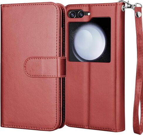 Njjex Galaxy Z Flip 5 5G Case, for Samsung Galaxy Z Flip 5 5G Wallet Case, [9 Card Slots] PU Leather ID Credit Holder Folio Flip [Detachable] Kickstand Magnetic Phone Cover & Lanyard [Black] in Saudi Arabia