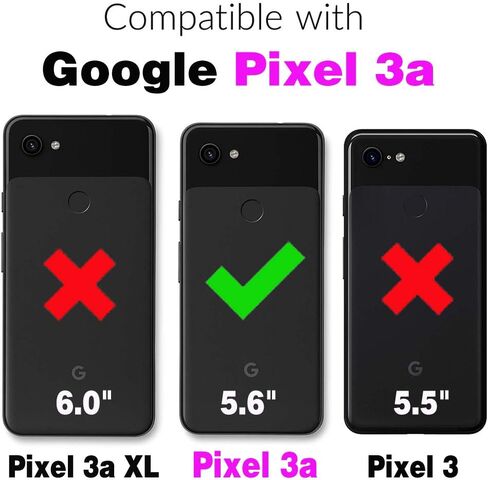 Phone Case for Google Pixel 3a Pixle 3 Lite Wallet Cases with Tempered Glass Screen Protector and Leather Magnetic Flip Cover Card Holder Stand Kickstand Cell Accessories Pixel3a a3 Women Men Blue in Saudi Arabia
