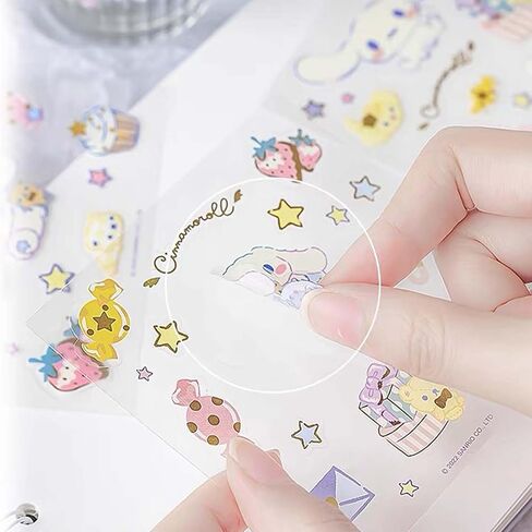 مجموعة شريط واشي لطيف - 6 لفات + 8 قطع ملصقات شريط لاصق مزخرف من رقائق الذهب الأنمي للأطفال هدية DIY، سجل القصاصات، يوميات، ديكورات الحفلات، مجلات رصاصة (M) in Kuwait