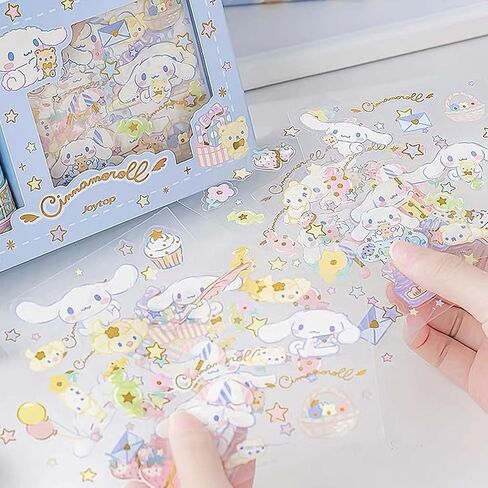 مجموعة شريط واشي لطيف - 6 لفات + 8 قطع ملصقات شريط لاصق مزخرف من رقائق الذهب الأنمي للأطفال هدية DIY، سجل القصاصات، يوميات، ديكورات الحفلات، مجلات رصاصة (M) in Kuwait