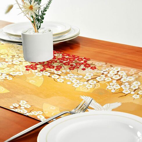 ALAZA Double-Sided Japanese Sakura Tree Cherry Blossom Table Runner 14x108 Inches Long,Table Cloth Runner for Wedding Birthday Party Kitchen Dining Home Everyday Decor in Saudi Arabia