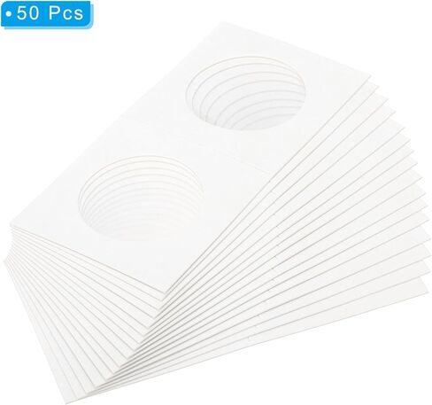 PATIKIL 2 x 2 Coin Flips, 50 Pack 17.5mm Cardboard Coin Holder Paper Coin Holders for Coin Collection Supplies Collector, White in Saudi Arabia