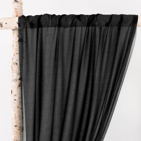 MLMW Wedding Arch Draping Fabric 1 Panel 29" x 20Ft Sheer Arch Drapes Black Chiffon Outdoor Curtain Backdrop for Wedding Ceremony Party Ceiling Decoration in Saudi Arabia