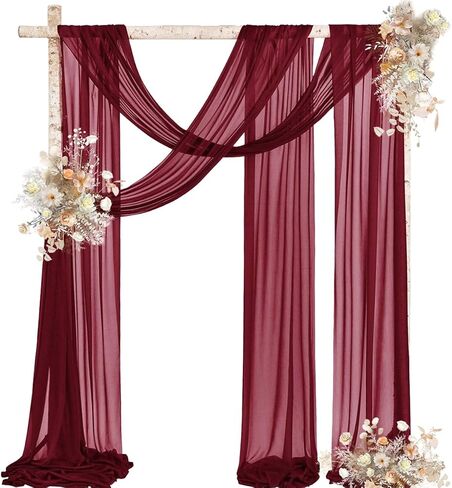 MLMW Wedding Arch Draping Fabric 1 Panel 29" x 20Ft Sheer Arch Drapes Black Chiffon Outdoor Curtain Backdrop for Wedding Ceremony Party Ceiling Decoration in Saudi Arabia