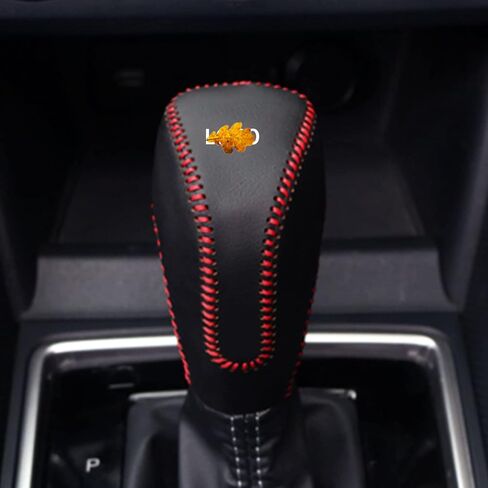 غطاء مقبض ناقل الحركة الجلدي لمقبض ناقل الحركة للسيارة Subaru Crosstrek 2018 2019 2020 2021 2022 2023 ملحقات الديكور واقي منع الخدش (ألياف الكربون + الجلد الأصفر) in Kuwait