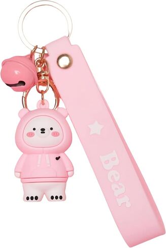 Cute Ice Bear Keychain, Polar Bear Keychain, Adorable Pink and Blue Hoodie Ice Bears for Backpacks, Bags, and Keys in Saudi Arabia