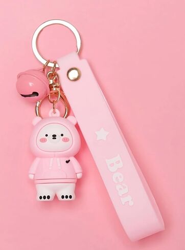 Cute Ice Bear Keychain, Polar Bear Keychain, Adorable Pink and Blue Hoodie Ice Bears for Backpacks, Bags, and Keys in Saudi Arabia