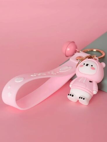 Cute Ice Bear Keychain, Polar Bear Keychain, Adorable Pink and Blue Hoodie Ice Bears for Backpacks, Bags, and Keys in Saudi Arabia
