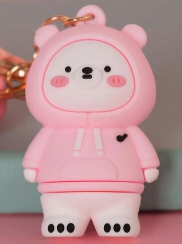 Cute Ice Bear Keychain, Polar Bear Keychain, Adorable Pink and Blue Hoodie Ice Bears for Backpacks, Bags, and Keys in Saudi Arabia