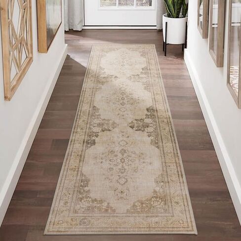 DECOMALL BELIDA Washable Runner Rug, Traditional Non-Slip Long Rugs for Hallway Long Kitchen, Blue 2’6"x9’ in Saudi Arabia