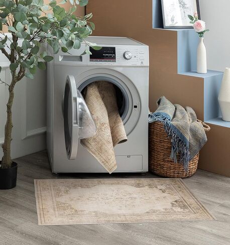 DECOMALL BELIDA Washable Runner Rug, Traditional Non-Slip Long Rugs for Hallway Long Kitchen, Blue 2’6"x9’ in Saudi Arabia