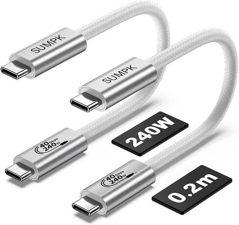 6 inch Short USB4 Cable 2 packs, 240W USB C to USB C Cable Fast Charging, 8K HD Display, 40gbps Data Transfer Type C Cord Compatible for iPhone 15/15Plus/15Pro/ Max in Saudi Arabia