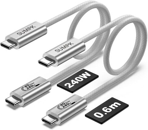 6 inch Short USB4 Cable 2 packs, 240W USB C to USB C Cable Fast Charging, 8K HD Display, 40gbps Data Transfer Type C Cord Compatible for iPhone 15/15Plus/15Pro/ Max in Saudi Arabia