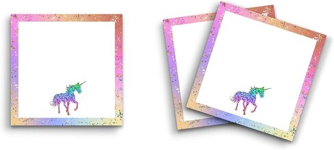 ملاحظات لاصقة 3 عبوات مقاس 3 × 3 بوصات عدد 50 ورقة لكل وسادة، حدود لامعة على شكل وحيد القرن بألوان قوس قزح، وسادات مذكرة لطيفة ومضحكة، ورق مخطط مجلة القرطاسية in Kuwait