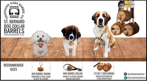 St Bernard Whiskey Barrel Collar for Dog, 'Hair of the Dog' - 1/2 Liter Oak Aging Barrel Dispenser for Saint Bernard Dogs with Adjustable, Real Leather Harness Strap in Saudi Arabia