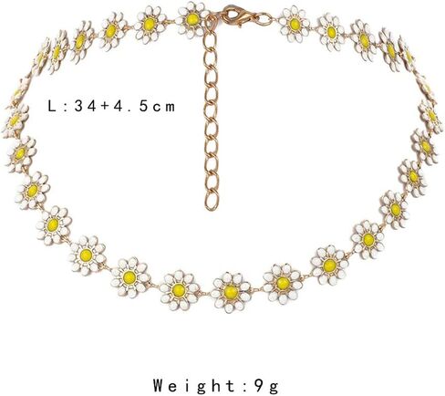 Fashion Daisy Flower Choker Necklace for Women Girls Colorful Flowers Floral 14k Gold Plated Chain Adjustable Necklaces Cute Birthday Jewelry Gifts Mother's Day in Saudi Arabia