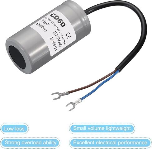 PATIKIL CD60 Running Capacitor, 100uF 275V 2 Wires 50/60Hz Motor Starting Capacitor 84.5x42.5mm for Air Compressor Motor Starts Running in Saudi Arabia