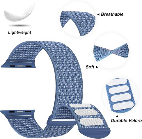 Nylon Band Compatible with Apple Watch Band 38mm 40mm 41mm for Men, Sport Loop Adjustable Wristbands for iWatch Series 8 7 6 5 4 3 2 1 SE in Saudi Arabia