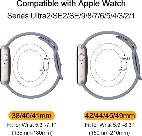 Meliya Bands Compatible with Apple Watch Band 38mm 40mm 41mm 42mm 44mm 45mm 49mm, Soft Liquid Silicone Waterproof Replacement Sport Strap Wristbands for iWatch Series Ultra2 Ultra SE2 9 8 7 6 5 4 3 2 1 SE Women Men in Saudi Arabia