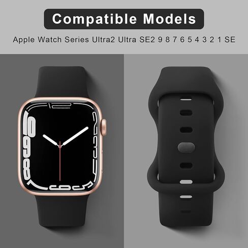 Meliya Bands Compatible with Apple Watch Band 38mm 40mm 41mm 42mm 44mm 45mm 49mm, Soft Liquid Silicone Waterproof Replacement Sport Strap Wristbands for iWatch Series Ultra2 Ultra SE2 9 8 7 6 5 4 3 2 1 SE Women Men in Saudi Arabia
