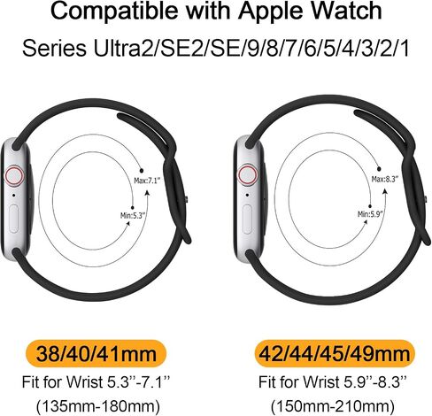 Meliya Bands Compatible with Apple Watch Band 38mm 40mm 41mm 42mm 44mm 45mm 49mm, Soft Liquid Silicone Waterproof Replacement Sport Strap Wristbands for iWatch Series Ultra2 Ultra SE2 9 8 7 6 5 4 3 2 1 SE Women Men in Saudi Arabia