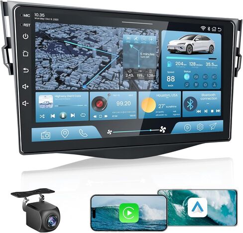 راديو سيارة 5GWiFi 4+32G لسيارة Toyota RAV4 2006-2012 - Apple Carplay Android Auto Car Stereo مع شاشة لمس 9 بوصة 1280 * 800 IPS بلوتوث GPS للملاحة 1080P كاميرا احتياطية SWC RDS FM in Kuwait
