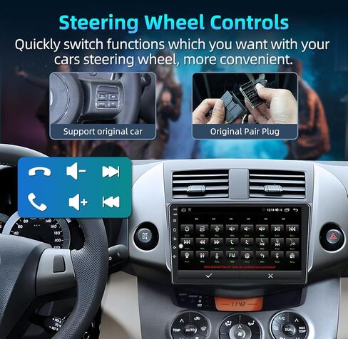 راديو سيارة 5GWiFi 4+32G لسيارة Toyota RAV4 2006-2012 - Apple Carplay Android Auto Car Stereo مع شاشة لمس 9 بوصة 1280 * 800 IPS بلوتوث GPS للملاحة 1080P كاميرا احتياطية SWC RDS FM in Kuwait
