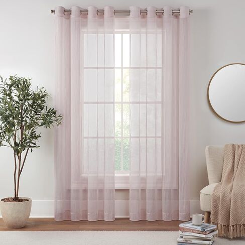 لوحة ستارة Eclipse Emina Crushed Sheer Voil Rod Pocket مقاس 52 × 84 باللون العاجي in Saudi Arabia
