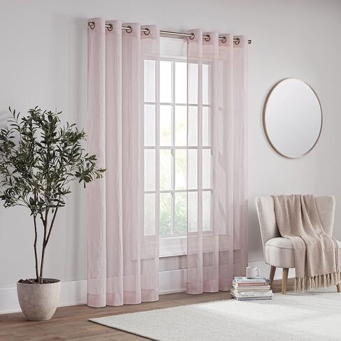 لوحة ستارة Eclipse Emina Crushed Sheer Voil Rod Pocket مقاس 52 × 84 باللون العاجي in Saudi Arabia