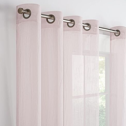 لوحة ستارة Eclipse Emina Crushed Sheer Voil Rod Pocket مقاس 52 × 84 باللون العاجي in Saudi Arabia
