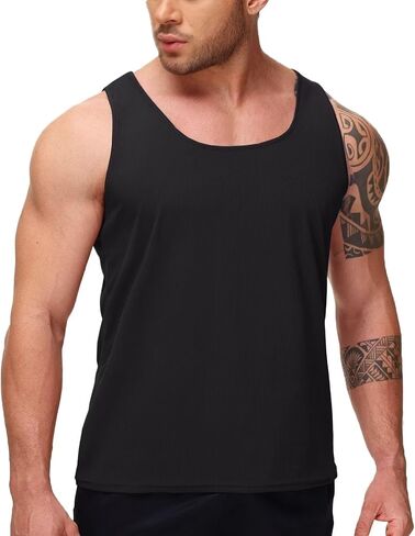 Men's Ribbed Tank Tops Workout Gym Sleeveless Dry Fit Bodybuilding Shirts Athletic Muscle Tee Shirts in Saudi Arabia