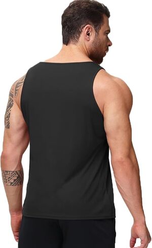 Men's Ribbed Tank Tops Workout Gym Sleeveless Dry Fit Bodybuilding Shirts Athletic Muscle Tee Shirts in Saudi Arabia