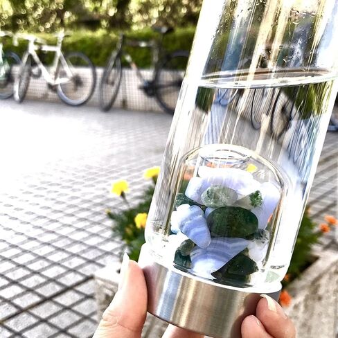 VitaJuwel ViA ADORE | Crystal Water Bottle with Moonstone, Rose Quartz & Clear Quartz for Self-Love, Compassion & Spiritual Growth in Kuwait