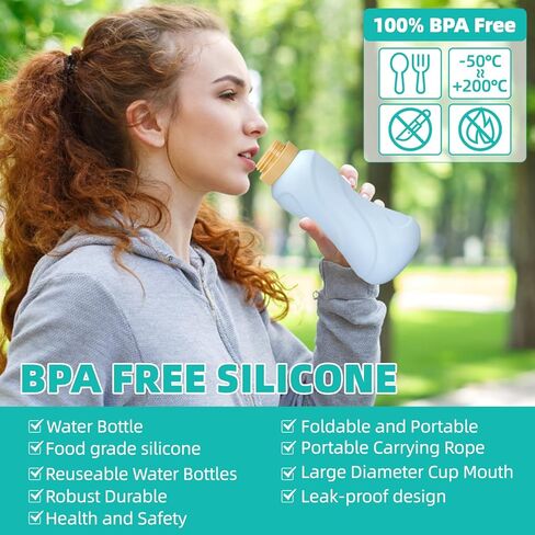 عبوتان من زجاجات المياه القابلة للطي سعة 22 أونصة من السيليكون زجاجات مياه قابلة للطي مضادة للتسرب وخالية من مادة BPA سعة 650 مل أثناء السفر للرياضة وصالة الألعاب الرياضية والسفر والمدرسة والتخييم والمشي لمسافات طويلة والجري (وردي فاتح + أصفر شاحب) in Kuwait