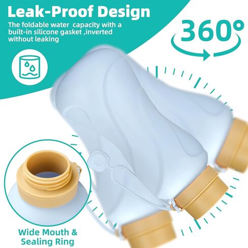 عبوتان من زجاجات المياه القابلة للطي سعة 22 أونصة من السيليكون زجاجات مياه قابلة للطي مضادة للتسرب وخالية من مادة BPA سعة 650 مل أثناء السفر للرياضة وصالة الألعاب الرياضية والسفر والمدرسة والتخييم والمشي لمسافات طويلة والجري (وردي فاتح + أصفر شاحب) in Kuwait