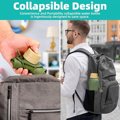 عبوتان من زجاجات المياه القابلة للطي سعة 22 أونصة من السيليكون زجاجات مياه قابلة للطي مضادة للتسرب وخالية من مادة BPA سعة 650 مل أثناء السفر للرياضة وصالة الألعاب الرياضية والسفر والمدرسة والتخييم والمشي لمسافات طويلة والجري (وردي فاتح + أصفر شاحب) in Kuwait