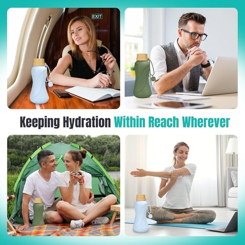 عبوتان من زجاجات المياه القابلة للطي سعة 22 أونصة من السيليكون زجاجات مياه قابلة للطي مضادة للتسرب وخالية من مادة BPA سعة 650 مل أثناء السفر للرياضة وصالة الألعاب الرياضية والسفر والمدرسة والتخييم والمشي لمسافات طويلة والجري (وردي فاتح + أصفر شاحب) in Kuwait