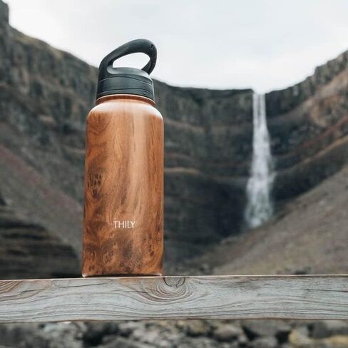 Vacuum Insulated Sports Water Bottle - THILY 32 oz Stainless Steel Leakproof Wide Mouth Metal Water Flask with Flip Lid and Straw Lid, Reusable, BPA Free, Keep Hot 12 Hours Cold 36 Hours, Abysmal Sea in Saudi Arabia